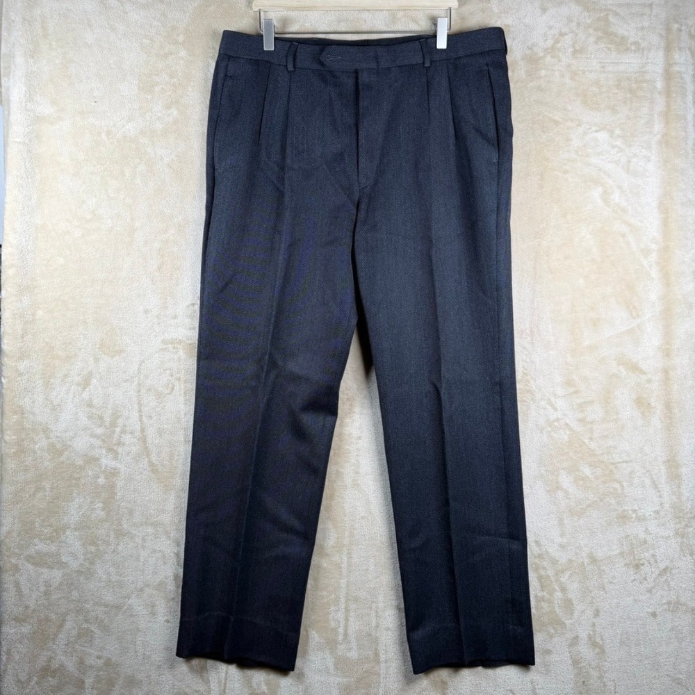 Brooks Brothers Mens 100% Wool Pleated Dress Pants Charcoal Grey 37x31